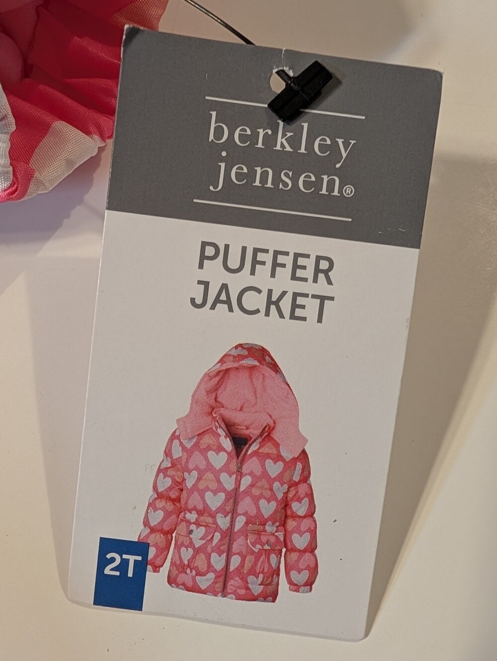 Berkley Jensen Kids Pink Heart Puffer Jacket Hooded Winter Coat Size 2T - Picture 10 of 13